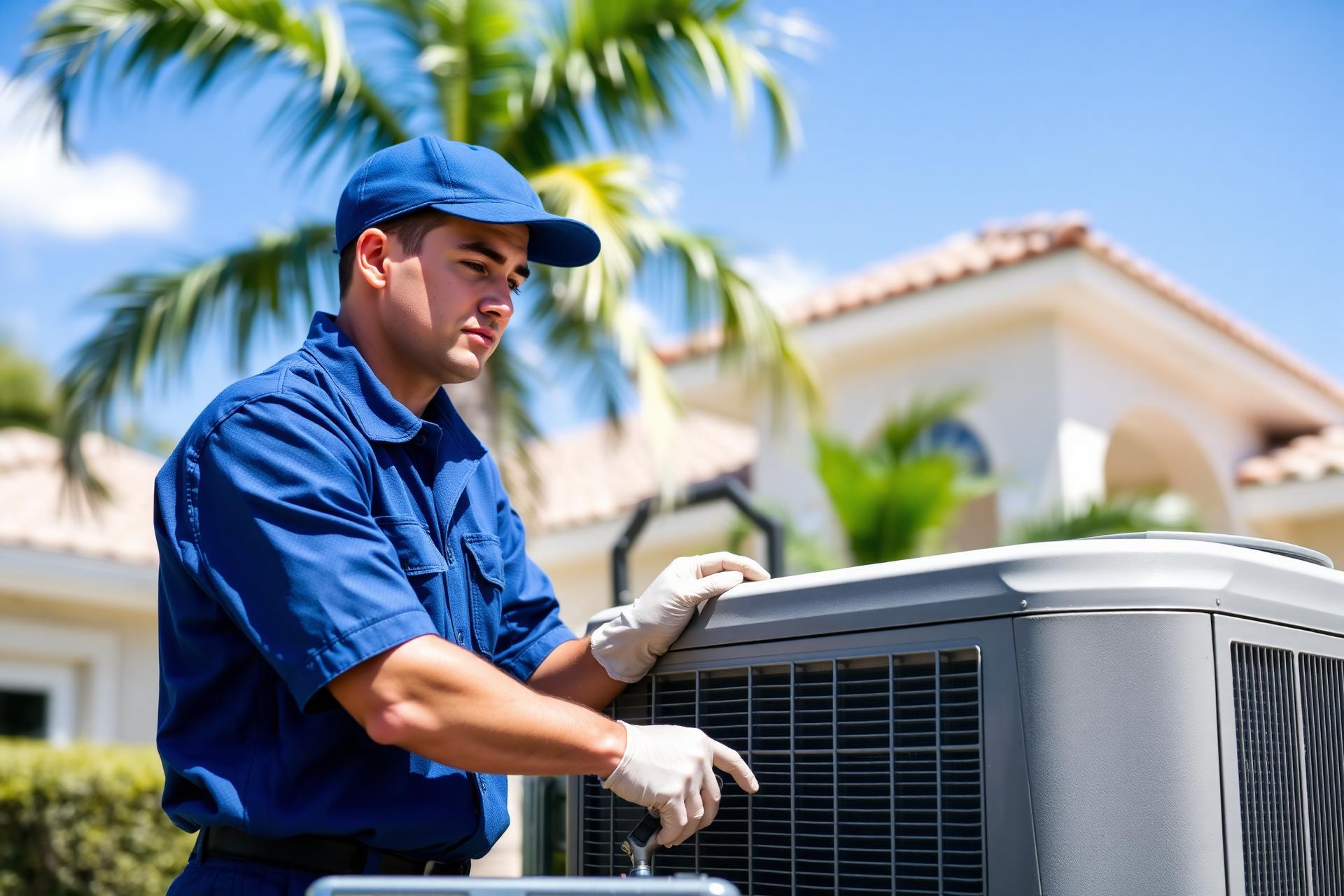 HVAC technician servicing AC in Florida